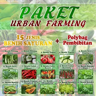 Paket Benih Sayuran Eceran 15 Jenis (cabe,tomat,pepaya DLL) + Polybag Pembibitan 750 lembar