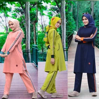 BMS 22 Believe Muslim Sport / Setelan Baju + Celana Olahraga Wanita / Baju Senam