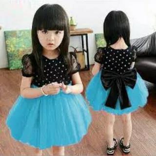 DRESS ANAK PEREMPUAN 2-4 TAHUN DRESS BIRU RIKADOTKIDS PITA DRESS PRINCESS FASHION ANAK PEREMPUAN