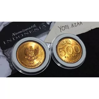 koin 500 rupiah kuningan tahun 1997 melati UNC baru + kapsul koin