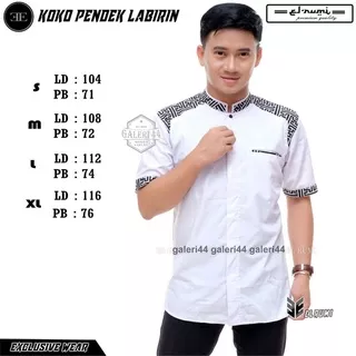 Promo Baju koko warna putih lengan pendek pria dewasa terbaru original elrumi / kemeja koko casual / koko hadroh