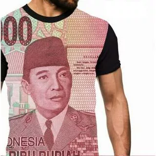 Kaos IDR Cepek uang lama kuno lawas 100 seratus ribu rupiah gambar Soekarno oblong distro keren PO