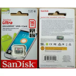 MICRO SD SANDISK ULTRA 16GB CLASS 10 48MB/S