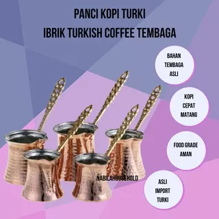 Ibrik Ibric Turkish Turki Coffee Pot Maker Alat Panci Teko Kopi Pot Turki Cezve Tembaga Asli Turki