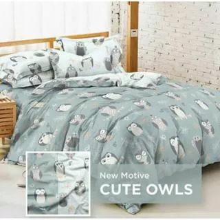 SPREI KENDRA CUTE OWLS GREEN No.1 KING 180 SEPRAI BURUNG HANTU OWL