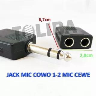 jack mic konektor T cabang mic female KE jack akai male mic stereo 1-2