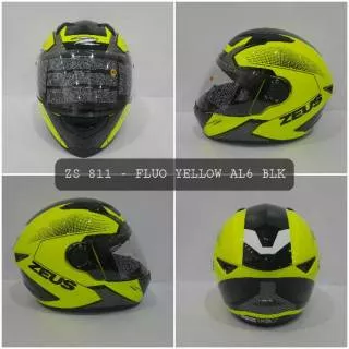 HELM ZEUS FULL FACE HELM ZEUS FULL FACE HELM ZEUS ZS-811 FLUO YELLOW AL6 BLACK - FREE SMOKE VISOR ZEUS ORIGINAL ( ONGKIR 2KG )