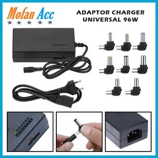 Adapter Charger Universal 96W Adaptor Power Supply DC 12V-24V Untuk Berbagai Merk CCTV Laptop Notebook Konektor Asus Acer Toshiba HP Lenovo Dell Samsung Huawei MSI Zenbook Aspire Scanner