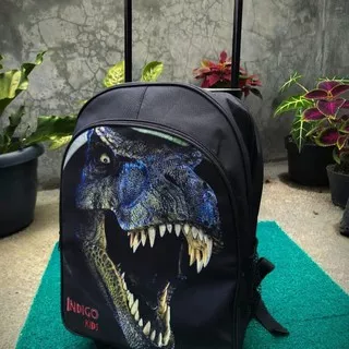 tas koper anak sekolah hitam 3D tas troli roda dorong tas anak laki2 multifungsi tas anak cowo murah