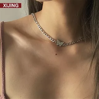 ?COD Tangding?Diamond Butterfly Choker Light Luxury Small Crowd Slimmer Clavicle Necklace