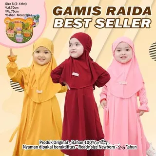 Qalisya Fashion - Raida Syari / Gamis Anak Perempuan Syari / Gamis Moss Crepe / Size S Fit 2-4 Tahun