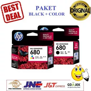 Paket Tinta HP 680 Black Dan Color Printer HP Deskjet 2135 3635