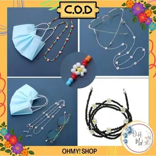 [ COD ] STRAP MASKER MUTIARA PREMIUM HIASAN BUNGA & POLOS / KALUNG MASKER MONTE MANIK / TALI MASKER