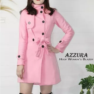 COAT WANITA AZZURA PINK - Jaket Fleece Winter Cewek Panjang Hijaber Casual Puncak Dingin Eropa