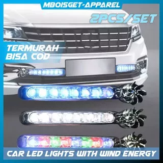 MBOISGET - Car Light Warning No Wiring Wind Power Grille Fog LED Lamp - XY044 - Silver