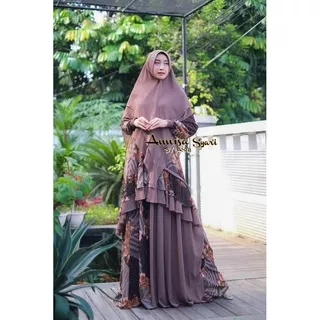 Baju Gamis Annisa Syari By asm Terbaru Ceruty Babydoll Printing Armany Cantik Original Ori