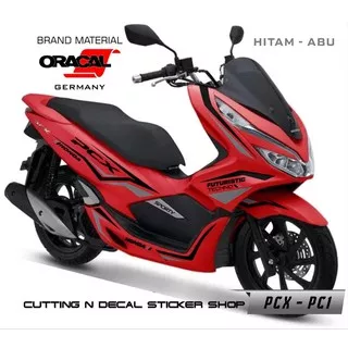 Sticker PCX Striping PCX Sticker Cutting PCX Abu Hitam ( Motor Merah )