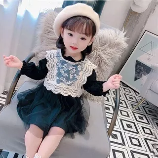 B D-715 Dress brukat anak cewek / Dress anak korea style / Dress anak bayi import