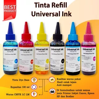 Tinta Printer Epson Canon HP Brother Black 100ml Refill Tutup Botol Model Kerucut Setara Blueprint