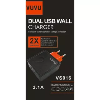 Charger Casan VUVU VS016 Dual USB Wall charger 2X USB port 3.1A Fast charging