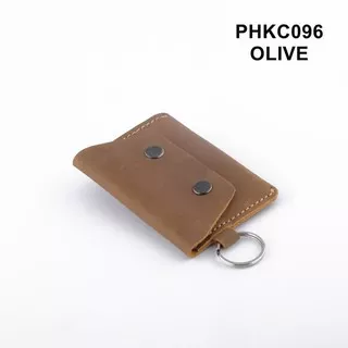 Dompet STNK kulit sapi asli gantungan kunci mobil motor olive PHKC096