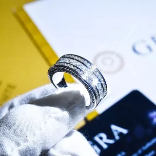 Mikro Bertatahkan Berlian Super Flash Cincin Eropa dan Amerika Mewah Pertunangan Baris Cincin Pernikahan Cincin Qu-1