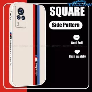 ?READY STOCK?VIVO X60 X50 X30 Pro X27 S1 V11i V15 U10 Phone Case Tid Brand Runway side view English letters Soft-touch Camera Protection Side Printing Square Silicone Cover Shell