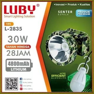 Senter Kepala Luby L-2835L 30watt cahaya putih senter kepala super terang army [Bisa COD]