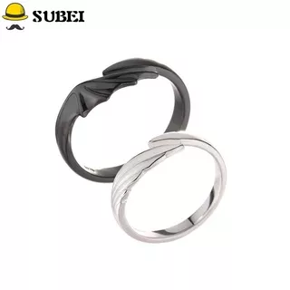 SUBEI Plain 925 Sterling Silver Engagement Wing Feather Couple Ring Adjustable Open Prevent Allergy Wedding Jewelry Gift Never Fade Simple Angel And Devil