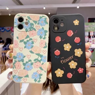 Case iPhone 13 12 Mini 11 Pro X XR XS Max SE 2020 6 6S 7 8 Plus Liquid Soft TPU Phone Case Motif Pink Blue Yellow Flower