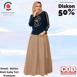 Chloe & Paris - One Set Premium Setelan Tunik Wanita Remaja Gamis Syari Terbaru Fashion Syar i Murah