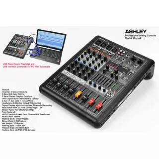 Mixer Ashley Onyx4 4 Channel USB MP3 Bluetooth Efek 320DSP Equaliser Original