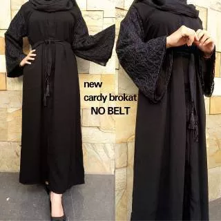 Abaya 448 hitam exclusive New cardy brokat  busui cardy lengan brokat