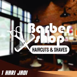 STICKER STIKER BARBER SHOP CUTTING STICKER KACA POTONG RAMBUT BARBER SEHARI JADI {SR-17}