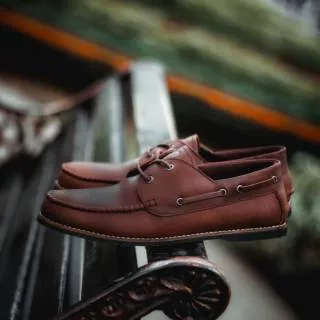 REYL GROOVE BROWN - Sepatu Kulit Pria Formal Casual Jalan Cowok Derby Boat Zapato Original Shoes