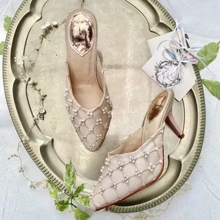 Blush Pink Selop Sandal Sepatu Pesta Wanita Stiletto Heels 8cm AVEDA FI6223 READY 36
