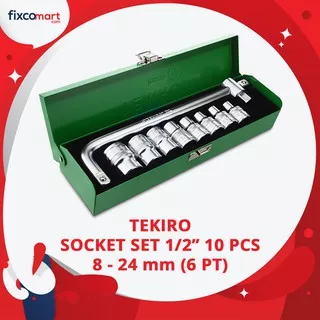 Tekiro Socket Set 1/2 Inch 10 Pcs 6Pt (8-24 Mm) Box Kaleng / Tekiro Kunci Sock Set