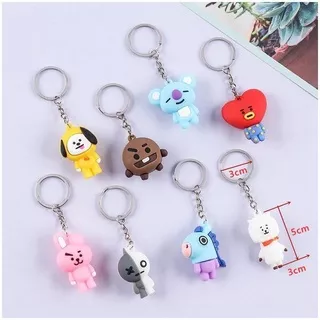 FANSTORE_PKU - Gantungan Kunci / Motif Karakter / Boneka / Lucu / Keychain / BTS / Chimmy / Tata / Cooky / Shooky / Koya / Mang / Rj / Van / Doraemon Biru Brown BT21 KPOP Bangtan Souvenir Merah Kuning Putih Hitam Cartoon Cute Aksesoris Tas PEKANBARU