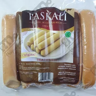 Paskali Sosis Sapi Bratwurst Original 470 Gram isi 6 pcs /Pasir Kalik