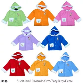 JAKET ANAK BAYI USIA 6-12 bulan - JAKET BAYI BARU LAHIR - JAKET BAYI BABY TERRY KATUN MURAH JKT46