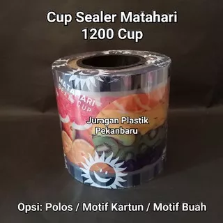 (ISI 1200 CUP - POLOS & MOTIF ) Seal Cup / Lid Sealer / Tutup Gelas Plastik Matahari