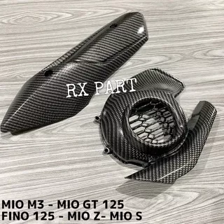 Tameng/Cover knalpot MIO M3, MIO GT 125, FINO 125, MIO Z, MIO S + Cover kipas corak Carbon/karbon