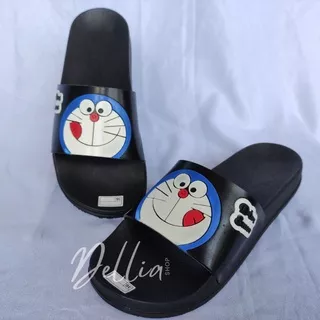 Sendal wanita slide on slop Karakter Doraemon + Include box