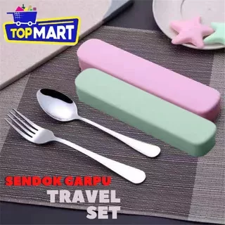 Sendok Garpu Stainless Steel Travel dengan Kotak 4 in 1 Peralatan Sendok Garpu Set Stainless dengan BOX SENDOK SET STAINLESS GARPU SENDOK SUMPIT SET ALAT MAKAN SENDOK SET TRAVEL SENDOK GARPU SET Sendok Set Stainless / Peralatan makan set 2501