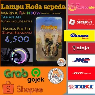 Lampu Pentil Roda Sepeda 1 set depan belakang warna rainbow Import