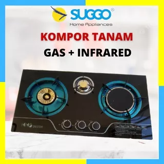 Kompor Suggo SG 301 Kompor Gas 3 Tungku/SG301 Kompor Suggo Tanam Infrared Kaca Original