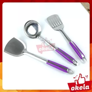 Okela - Spatula Penggorengan Sodet Sutil Susuk Irus Centong Kuah Sayur Tebal Stainless Steel Tahan Panas