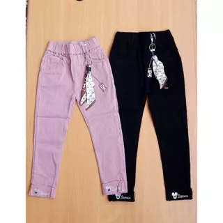 Celana panjang anak cewek import warna Pink & Hitam umur 5 - 10 tahun.