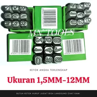 TEKIRO 1.5 MM -12 MM SET 9 PCS - ALAT KETOK ANGKA NOMOR MESIN (NOMOR RANGKA MESIN)