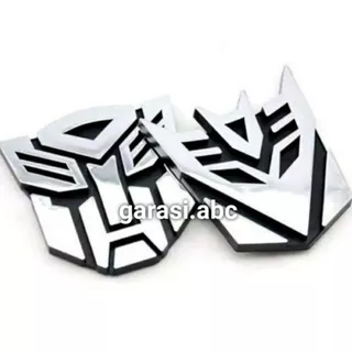 Stiker Emblem Badge Transformers Autobot Decepticon Timbul 3D Sticker Tulisan Logo Krom Chrome Autobots Decepticons Autobot Decepticon Robot 3 D Body Bodi Fender Mobil Sepeda Motor Dimensi